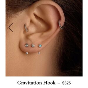 EUC Pamela Love 14kt white gold opal diamond gravitation hook earring